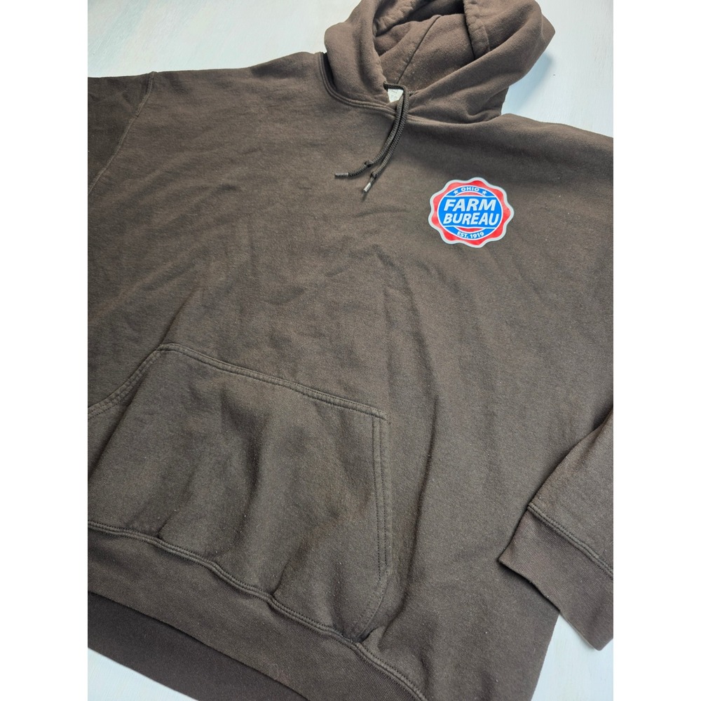 Gildan Ohio Farm Bureau Hoodie Mens 2XL Brown Heavy Blend Pullover Sweatshirt